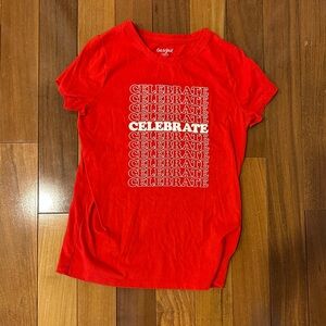 Boys red celebrate shirt size large
